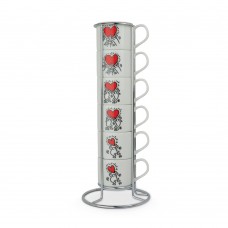 Set 6 Caffè impilabili Keith Haring + Metalrack Set 6 Caffè impilabili Keith Haring + Metalrack